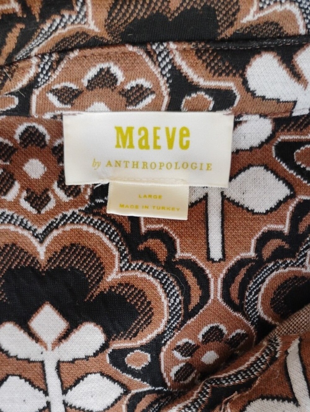 Maeve Anthropologie Brown Floral-Print Retro Inspired Midi Dress - Picture 6 of 7